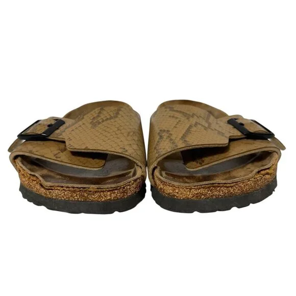 Birkenstock Birki's Catalina Snakeskin Gold Slide Sandals Women’s Size 8 *FLAWS* - Picture 7 of 16